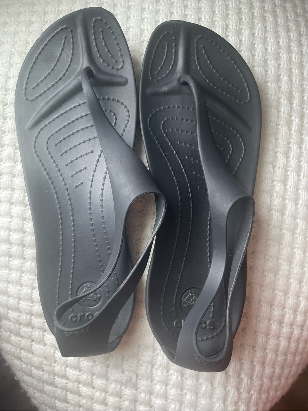 Crocs Serena Sexi Womens Size 10 Black Flip Flop Thong Sandals‎ Slingback Strap